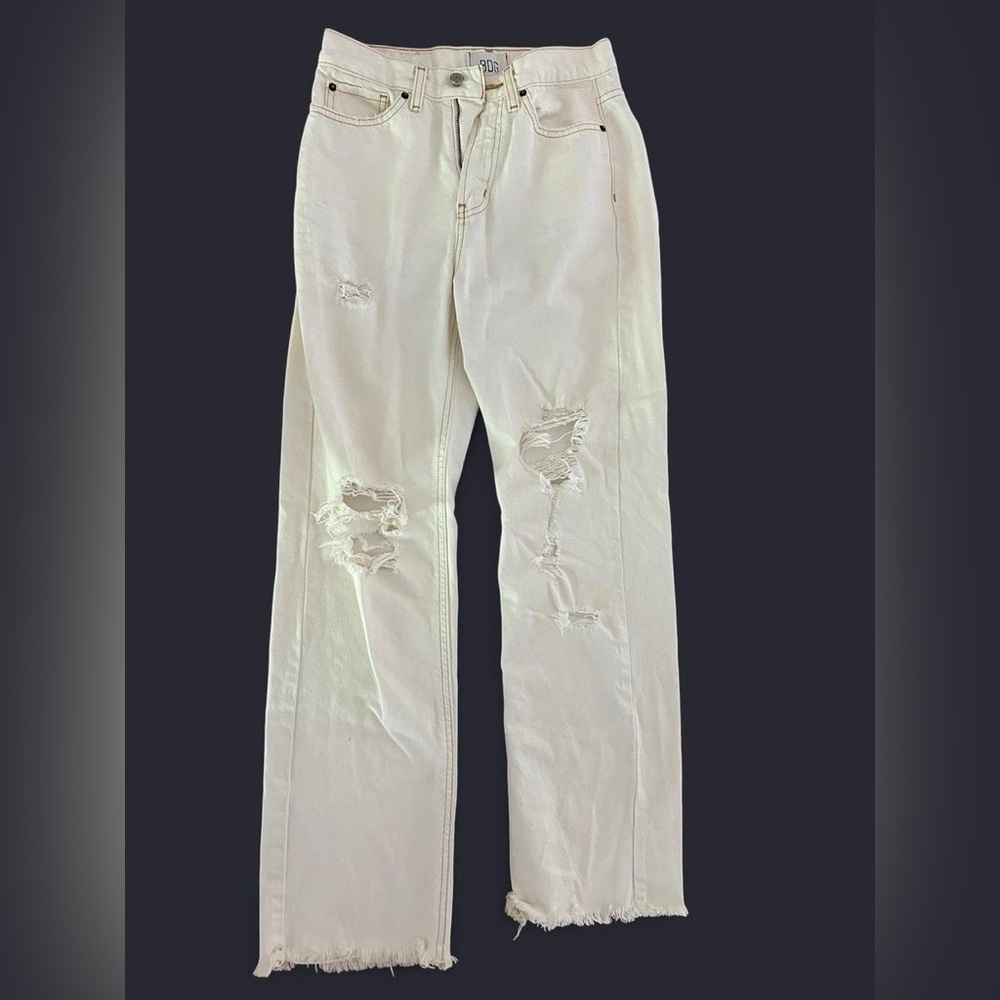BDG Straight White Distressed Jeans